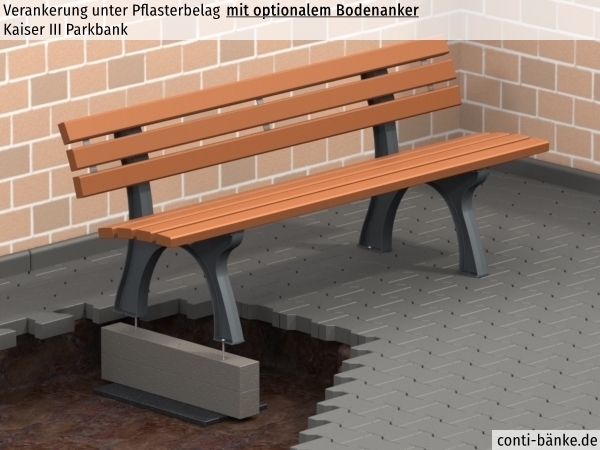 Kaiser III-Parkbank-Pflasterbelag