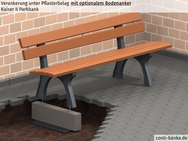 Kaiser-II-Parkbank-Pflasterbelag