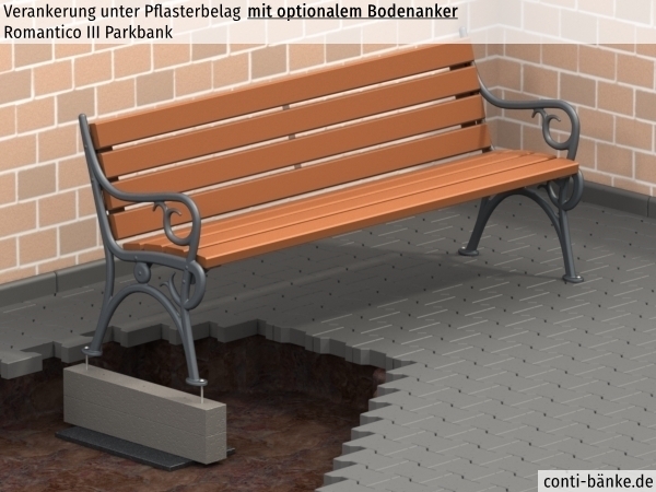 Romantico-III-Parkbank-Pflasterbelag
