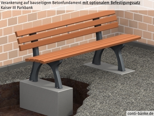Kaiser III-Parkbank-Betonfundament
