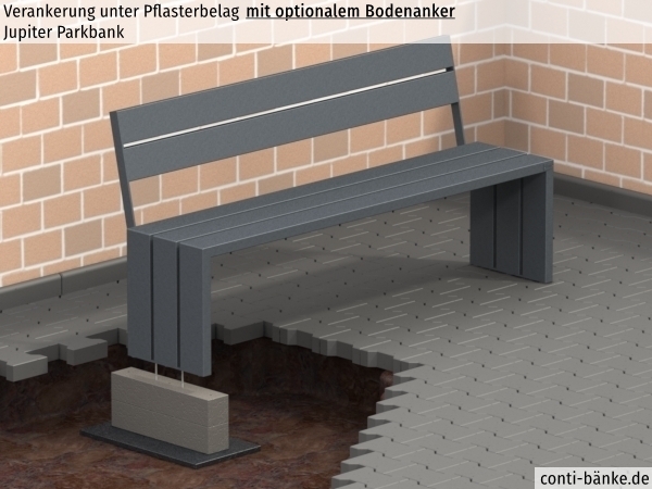 Jupiter-Parkbank-Pflasterbelag