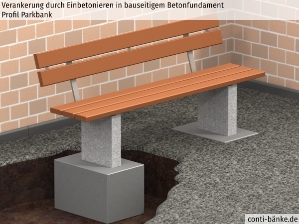 Profil-Parkbank-Betonfundament
