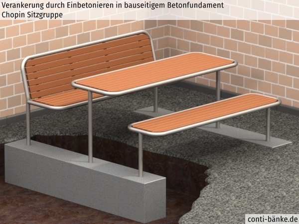 Chopin-Sitzgruppe-Betonfundament