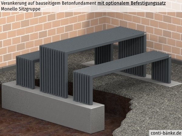 Monello-Sitzgruppe-Betonfundament