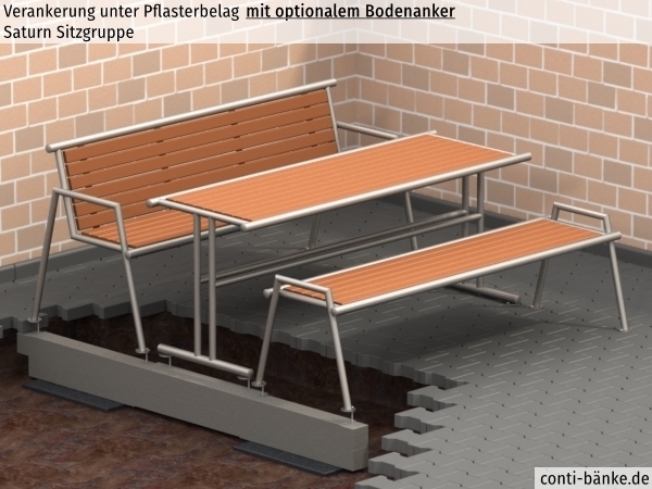 Saturn-Sitzgruppe-Pflasterbelag