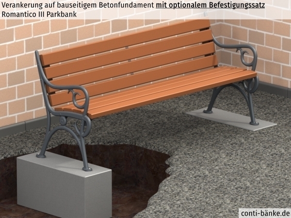 Romantico-III-Parkbank-Betonfundament