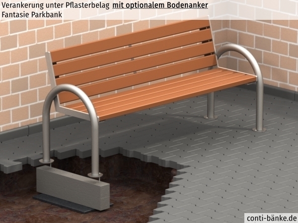 Fantasie-Parkbank-Pflasterbelag