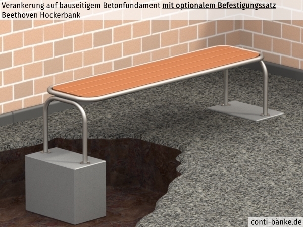 Beethoven-Hockerbank-Betonfundament