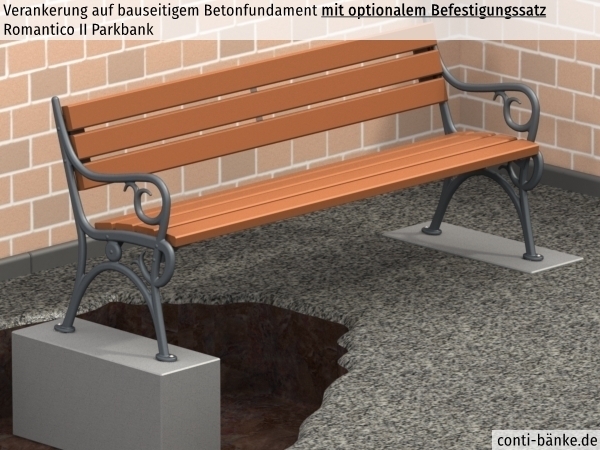 Romantico-II-Parkbank-Betonfundament