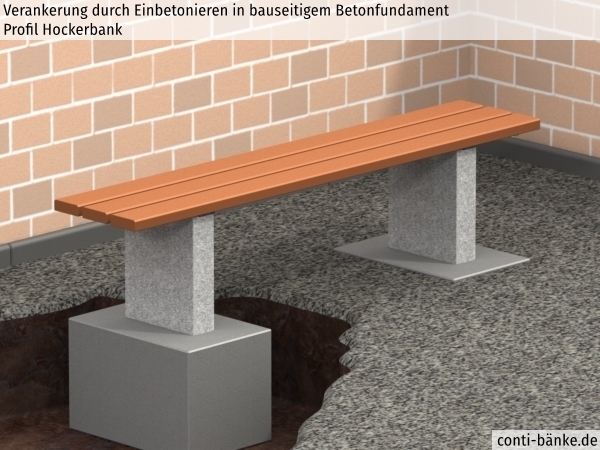 Profil-Hockerbank-Betonfundament
