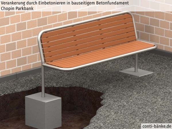 Chopin-Parkbank-Betonfundament