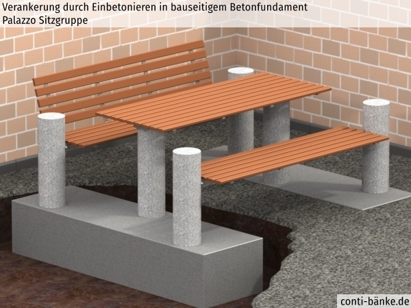 Palazzo-Sitzgruppe-Betonfundament
