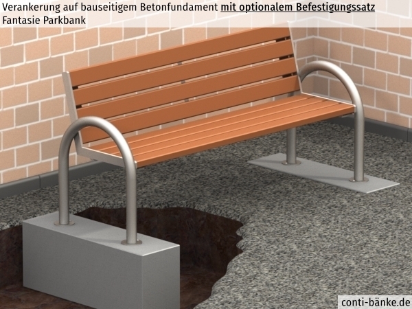 Fantasie-Parkbank-Betonfundament